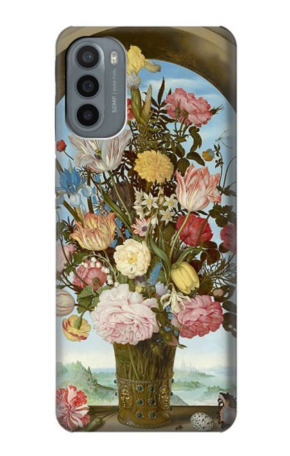 W3749 Vase of Flowers Hülle Schutzhülle Taschen und Leder Flip für Motorola Moto G31