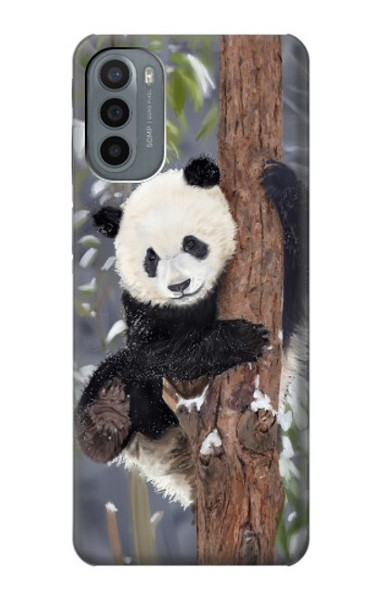W3793 Cute Baby Panda Snow Painting Hülle Schutzhülle Taschen und Leder Flip für Motorola Moto G31