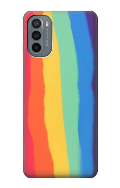 W3799 Cute Vertical Watercolor Rainbow Hülle Schutzhülle Taschen und Leder Flip für Motorola Moto G31