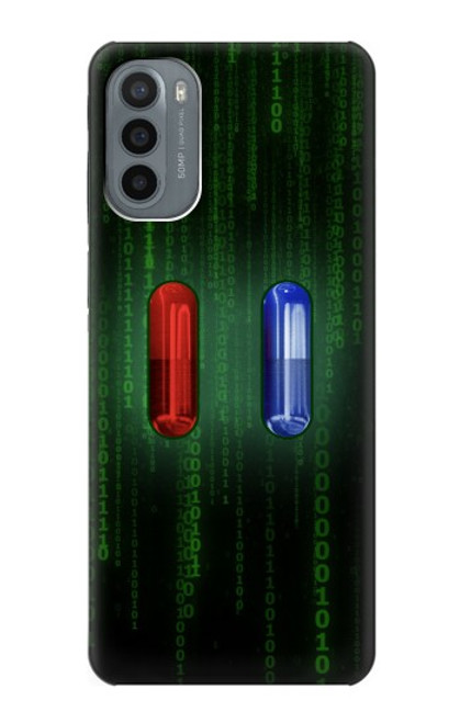 W3816 Red Pill Blue Pill Capsule Hülle Schutzhülle Taschen und Leder Flip für Motorola Moto G31