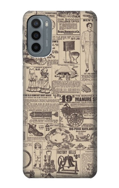 W3819 Retro Vintage Paper Hülle Schutzhülle Taschen und Leder Flip für Motorola Moto G31