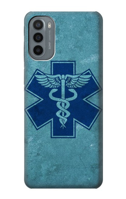 W3824 Caduceus Medical Symbol Hülle Schutzhülle Taschen und Leder Flip für Motorola Moto G31