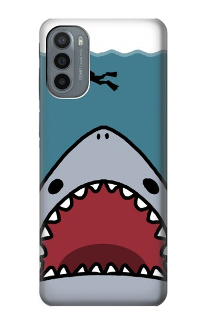 W3825 Cartoon Shark Sea Diving Hülle Schutzhülle Taschen und Leder Flip für Motorola Moto G31