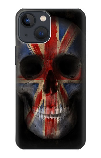 W3848 United Kingdom Flag Skull Hülle Schutzhülle Taschen und Leder Flip für iPhone 13 mini