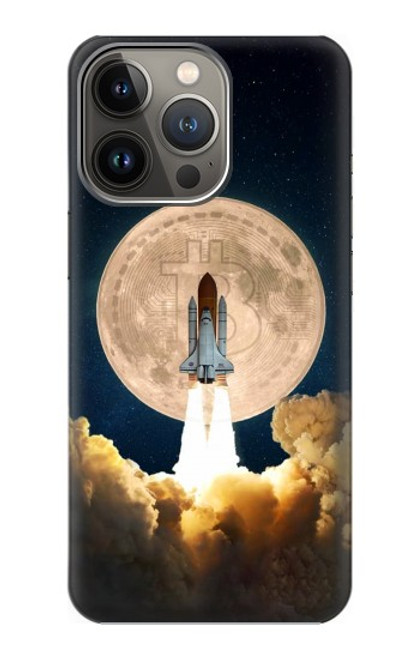 W3859 Bitcoin to the Moon Hülle Schutzhülle Taschen und Leder Flip für iPhone 13 Pro Max