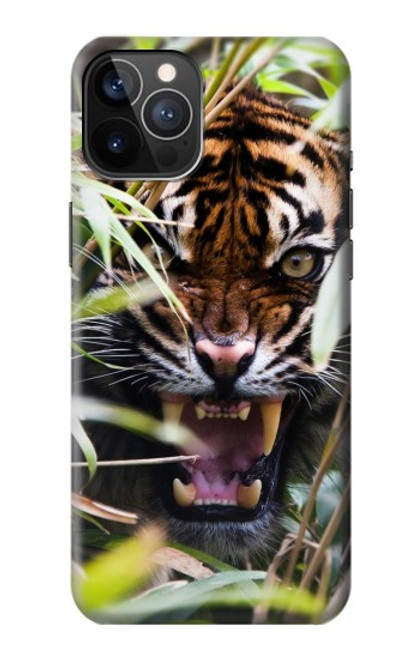 W3838 Barking Bengal Tiger Hülle Schutzhülle Taschen und Leder Flip für iPhone 12, iPhone 12 Pro