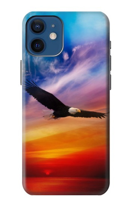 W3841 Bald Eagle Flying Colorful Sky Hülle Schutzhülle Taschen und Leder Flip für iPhone 12 mini