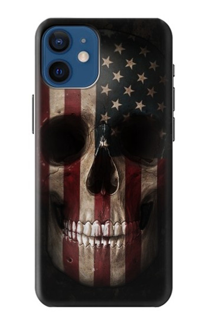 W3850 American Flag Skull Hülle Schutzhülle Taschen und Leder Flip für iPhone 12 mini