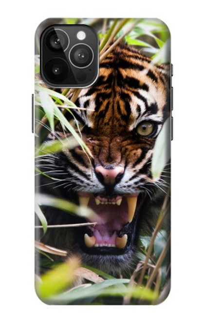 W3838 Barking Bengal Tiger Hülle Schutzhülle Taschen und Leder Flip für iPhone 12 Pro Max