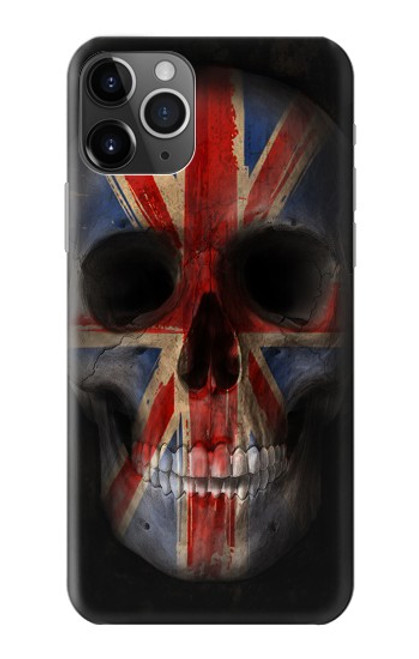 W3848 United Kingdom Flag Skull Hülle Schutzhülle Taschen und Leder Flip für iPhone 11 Pro