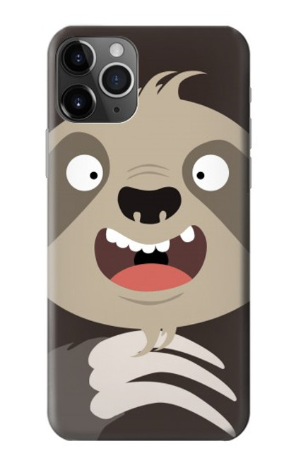 W3855 Sloth Face Cartoon Hülle Schutzhülle Taschen und Leder Flip für iPhone 11 Pro Max