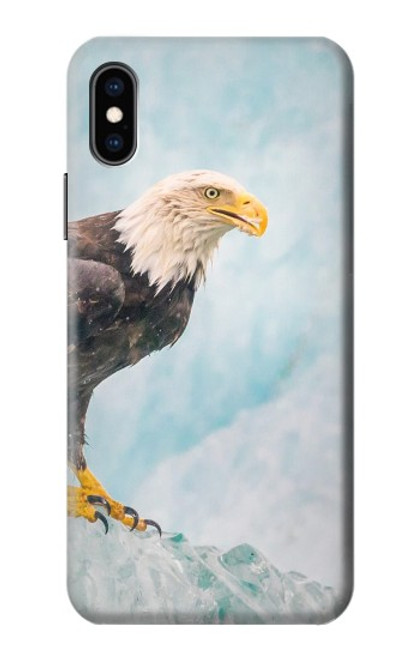 W3843 Bald Eagle On Ice Hülle Schutzhülle Taschen und Leder Flip für iPhone X, iPhone XS
