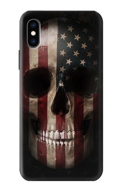 W3850 American Flag Skull Hülle Schutzhülle Taschen und Leder Flip für iPhone X, iPhone XS