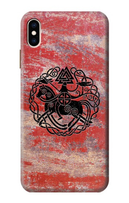 W3831 Viking Norse Ancient Symbol Hülle Schutzhülle Taschen und Leder Flip für iPhone XS Max