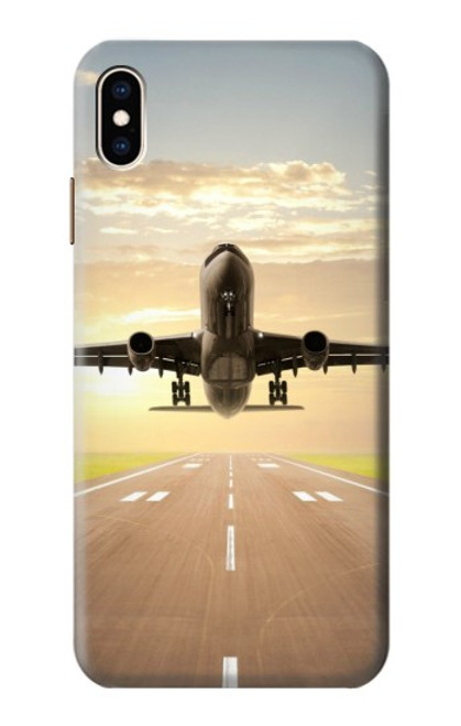 W3837 Airplane Take off Sunrise Hülle Schutzhülle Taschen und Leder Flip für iPhone XS Max