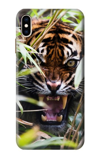 W3838 Barking Bengal Tiger Hülle Schutzhülle Taschen und Leder Flip für iPhone XS Max