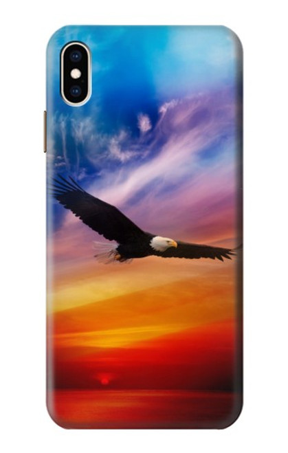 W3841 Bald Eagle Flying Colorful Sky Hülle Schutzhülle Taschen und Leder Flip für iPhone XS Max