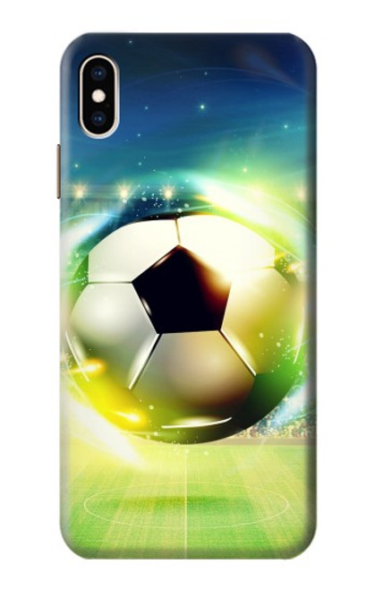 W3844 Glowing Football Soccer Ball Hülle Schutzhülle Taschen und Leder Flip für iPhone XS Max