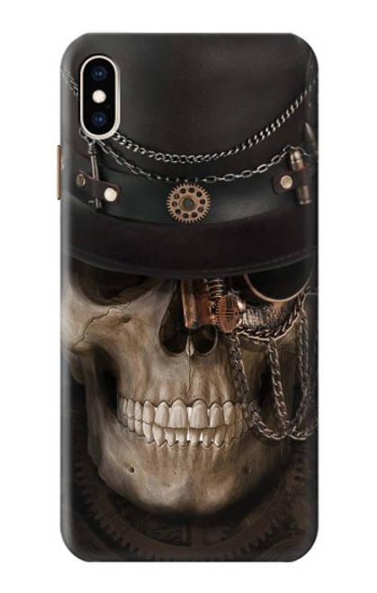 W3852 Steampunk Skull Hülle Schutzhülle Taschen und Leder Flip für iPhone XS Max