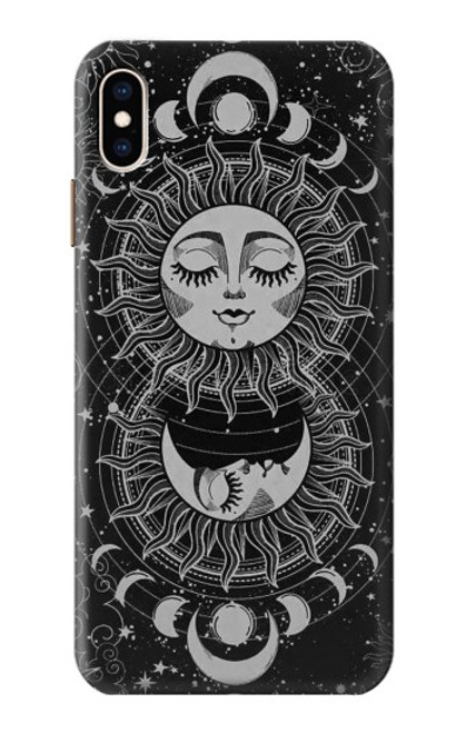 W3854 Mystical Sun Face Crescent Moon Hülle Schutzhülle Taschen und Leder Flip für iPhone XS Max