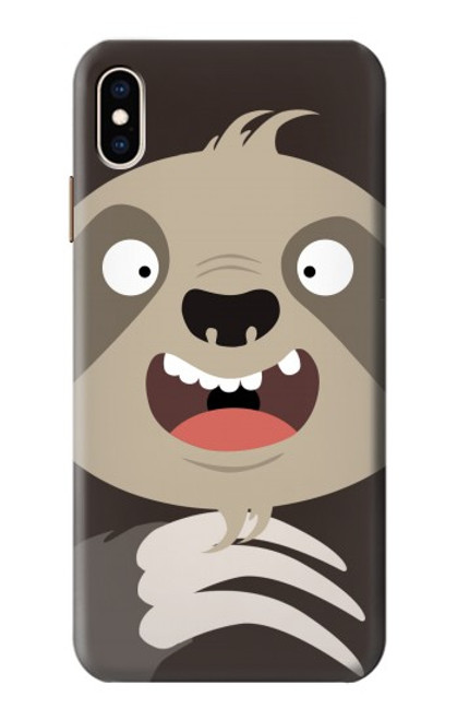 W3855 Sloth Face Cartoon Hülle Schutzhülle Taschen und Leder Flip für iPhone XS Max