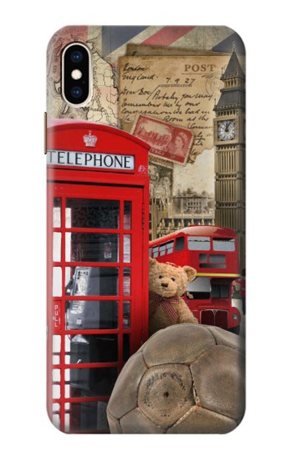 W3856 Vintage London British Hülle Schutzhülle Taschen und Leder Flip für iPhone XS Max