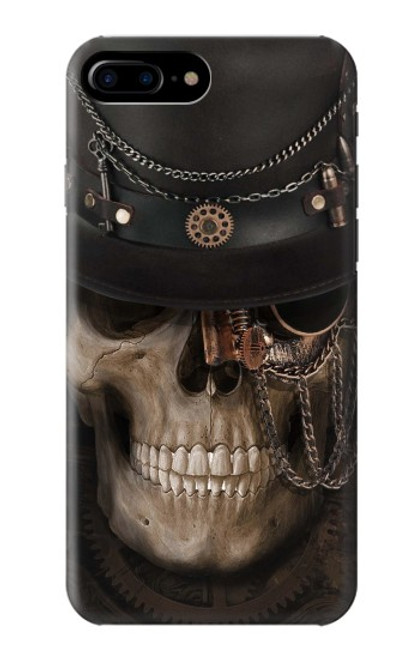 W3852 Steampunk Skull Hülle Schutzhülle Taschen und Leder Flip für iPhone 7 Plus, iPhone 8 Plus