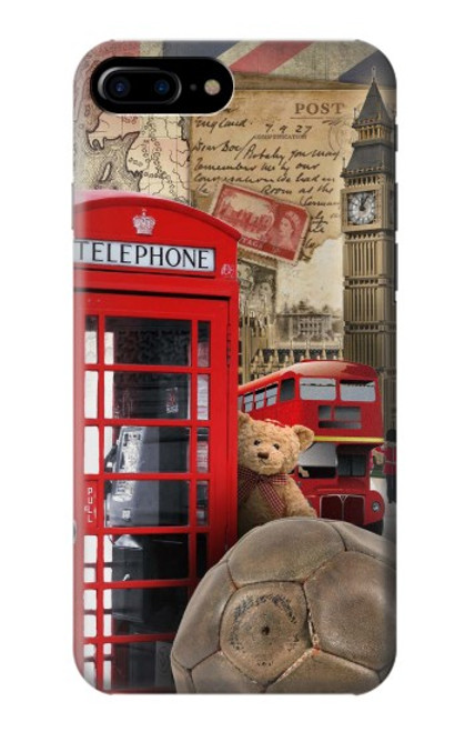 W3856 Vintage London British Hülle Schutzhülle Taschen und Leder Flip für iPhone 7 Plus, iPhone 8 Plus