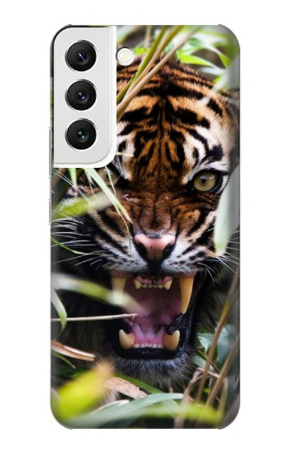 W3838 Barking Bengal Tiger Hülle Schutzhülle Taschen und Leder Flip für Samsung Galaxy S22