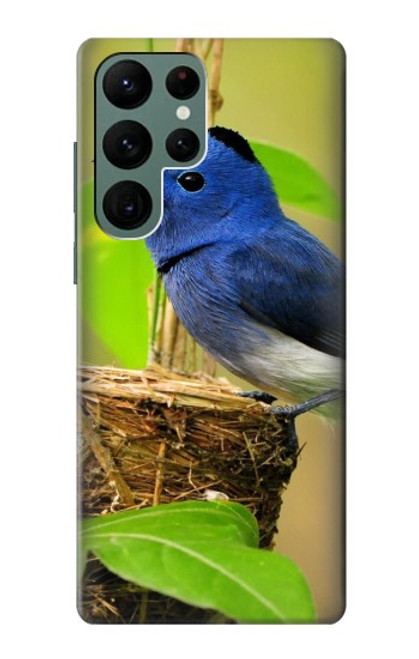 W3839 Bluebird of Happiness Blue Bird Hülle Schutzhülle Taschen und Leder Flip für Samsung Galaxy S22 Ultra