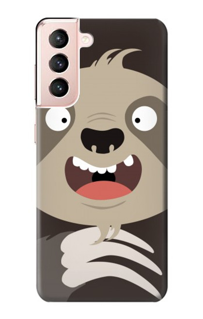 W3855 Sloth Face Cartoon Hülle Schutzhülle Taschen und Leder Flip für Samsung Galaxy S21 5G