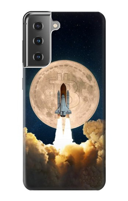 W3859 Bitcoin to the Moon Hülle Schutzhülle Taschen und Leder Flip für Samsung Galaxy S21 Plus 5G, Galaxy S21+ 5G