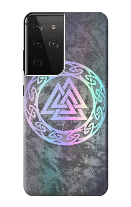 W3833 Valknut Odin Wotans Knot Hrungnir Heart Hülle Schutzhülle Taschen und Leder Flip für Samsung Galaxy S21 Ultra 5G