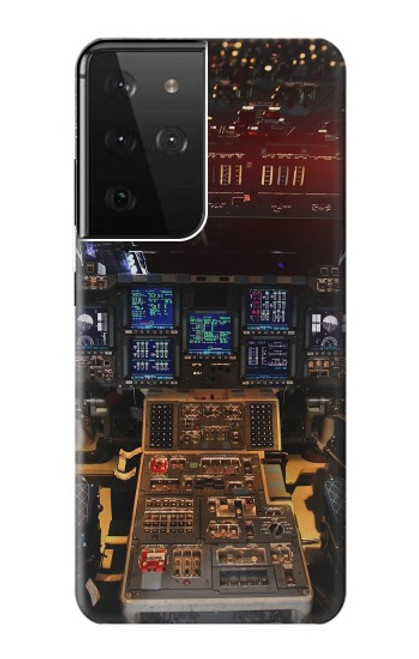 W3836 Airplane Cockpit Hülle Schutzhülle Taschen und Leder Flip für Samsung Galaxy S21 Ultra 5G