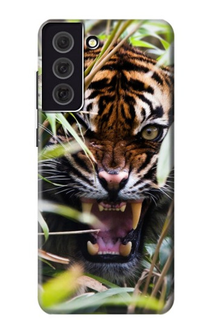 W3838 Barking Bengal Tiger Hülle Schutzhülle Taschen und Leder Flip für Samsung Galaxy S21 FE 5G