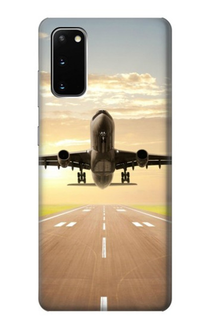 W3837 Airplane Take off Sunrise Hülle Schutzhülle Taschen und Leder Flip für Samsung Galaxy S20