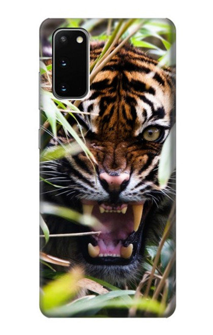 W3838 Barking Bengal Tiger Hülle Schutzhülle Taschen und Leder Flip für Samsung Galaxy S20