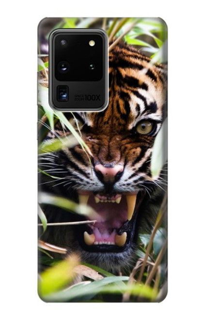 W3838 Barking Bengal Tiger Hülle Schutzhülle Taschen und Leder Flip für Samsung Galaxy S20 Ultra