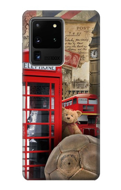 W3856 Vintage London British Hülle Schutzhülle Taschen und Leder Flip für Samsung Galaxy S20 Ultra