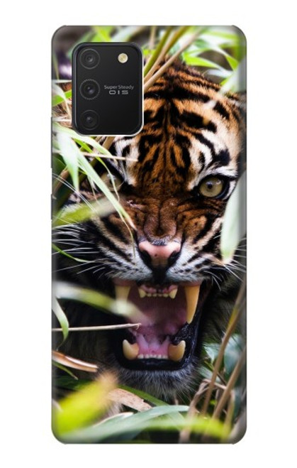 W3838 Barking Bengal Tiger Hülle Schutzhülle Taschen und Leder Flip für Samsung Galaxy S10 Lite