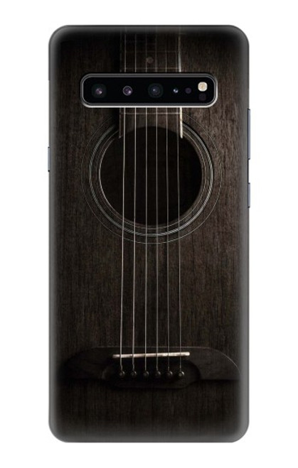 W3834 Old Woods Black Guitar Hülle Schutzhülle Taschen und Leder Flip für Samsung Galaxy S10 5G