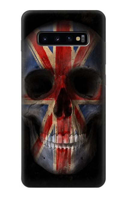 W3848 United Kingdom Flag Skull Hülle Schutzhülle Taschen und Leder Flip für Samsung Galaxy S10 Plus