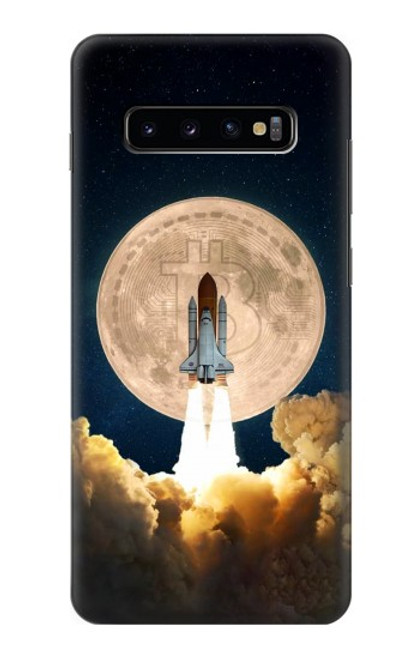 W3859 Bitcoin to the Moon Hülle Schutzhülle Taschen und Leder Flip für Samsung Galaxy S10 Plus