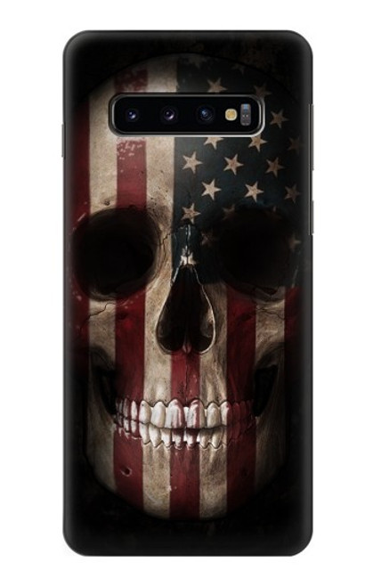W3850 American Flag Skull Hülle Schutzhülle Taschen und Leder Flip für Samsung Galaxy S10