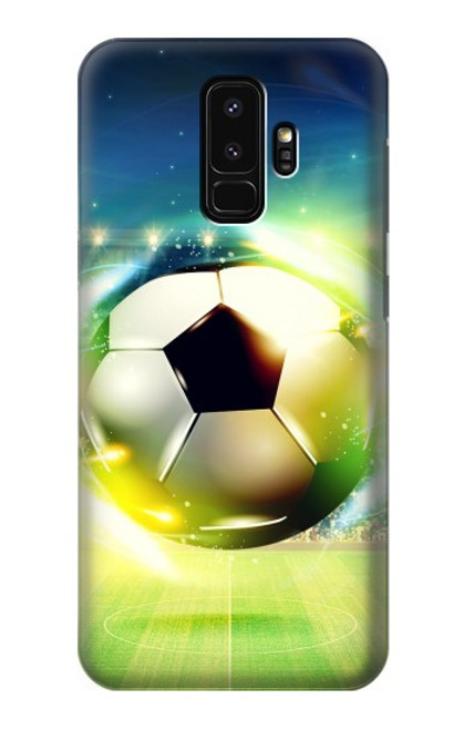 W3844 Glowing Football Soccer Ball Hülle Schutzhülle Taschen und Leder Flip für Samsung Galaxy S9 Plus