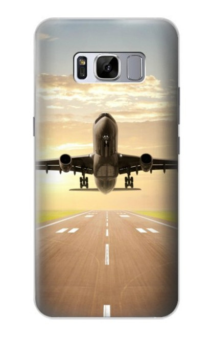 W3837 Airplane Take off Sunrise Hülle Schutzhülle Taschen und Leder Flip für Samsung Galaxy S8 Plus