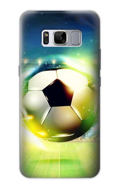 W3844 Glowing Football Soccer Ball Hülle Schutzhülle Taschen und Leder Flip für Samsung Galaxy S8