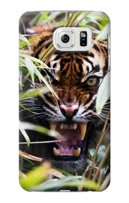 W3838 Barking Bengal Tiger Hülle Schutzhülle Taschen und Leder Flip für Samsung Galaxy S7 Edge
