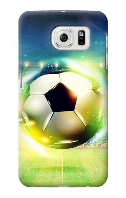 W3844 Glowing Football Soccer Ball Hülle Schutzhülle Taschen und Leder Flip für Samsung Galaxy S7 Edge