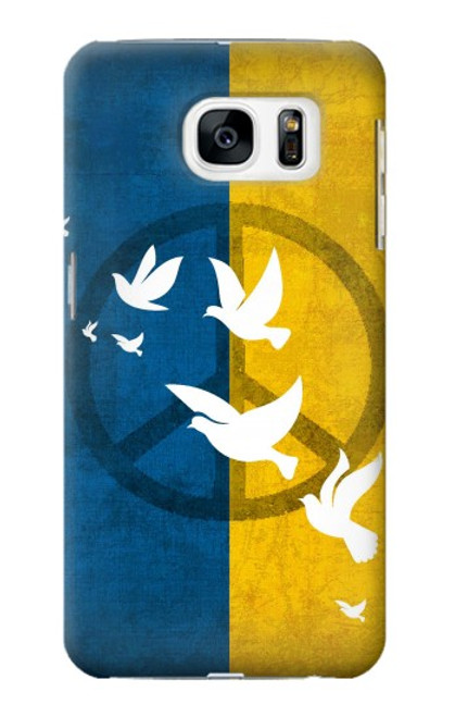 W3857 Peace Dove Ukraine Flag Hülle Schutzhülle Taschen und Leder Flip für Samsung Galaxy S7